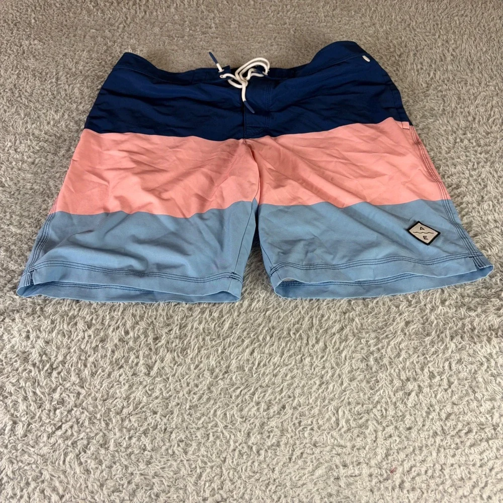 American Eagle Flex Board Shorts Mens Large Colorblock Blue Pink Swim Trunks